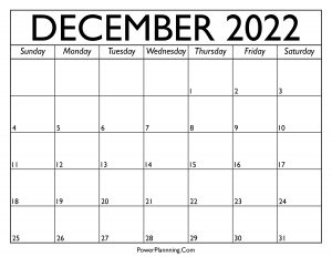 Calendar for December 2022