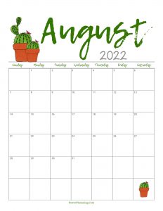 Cute August 2022 Calendar