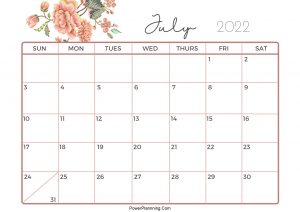 Cute Calendar July 2022