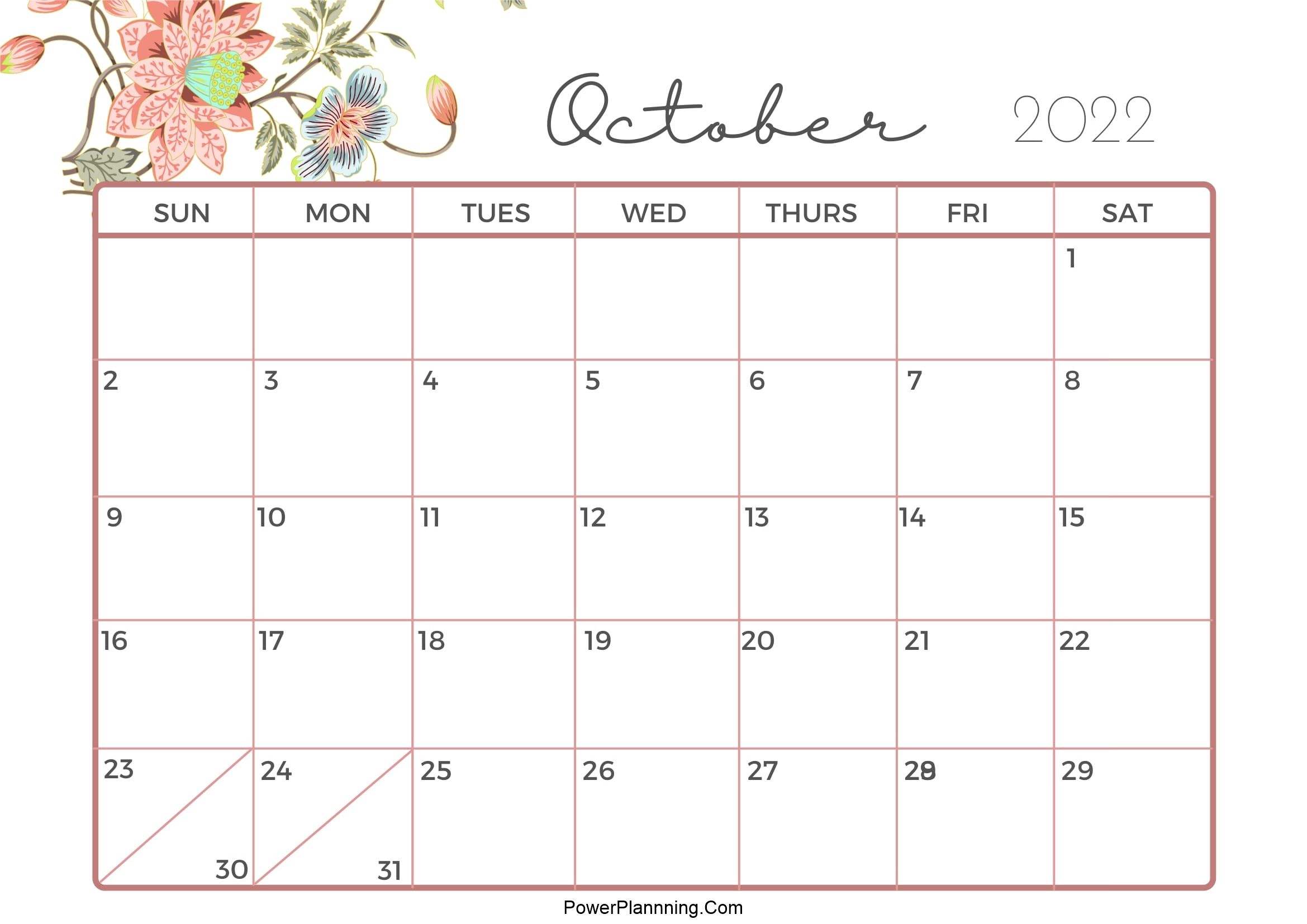 Cute Calendar October 2022