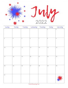 Cute July 2022 Calendar