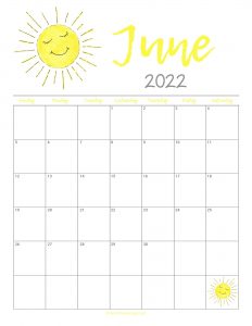 Cute June 2022 Calendar