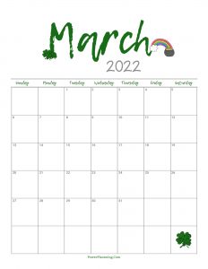 Cute March 2022 Calendar