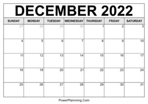 December 2022 Calendar