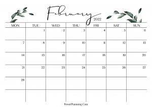 February 2022 Cute Calendar