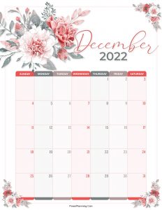 Floral December 2022 Calendar