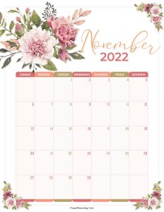 Floral November 2022 Calendar