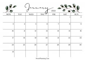 January 2022 Cute Calendar