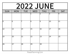 June 2022 Printable Calendar