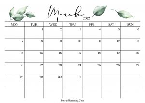 March 2022 Cute Calendar