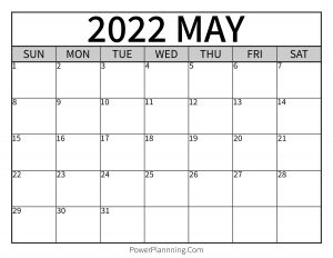 May 2022 Printable Calendar