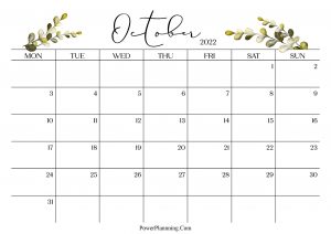 October 2022 Cute Calendar