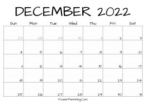 Printable December 2022 Calendar