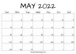 Printable May 2022 Calendar