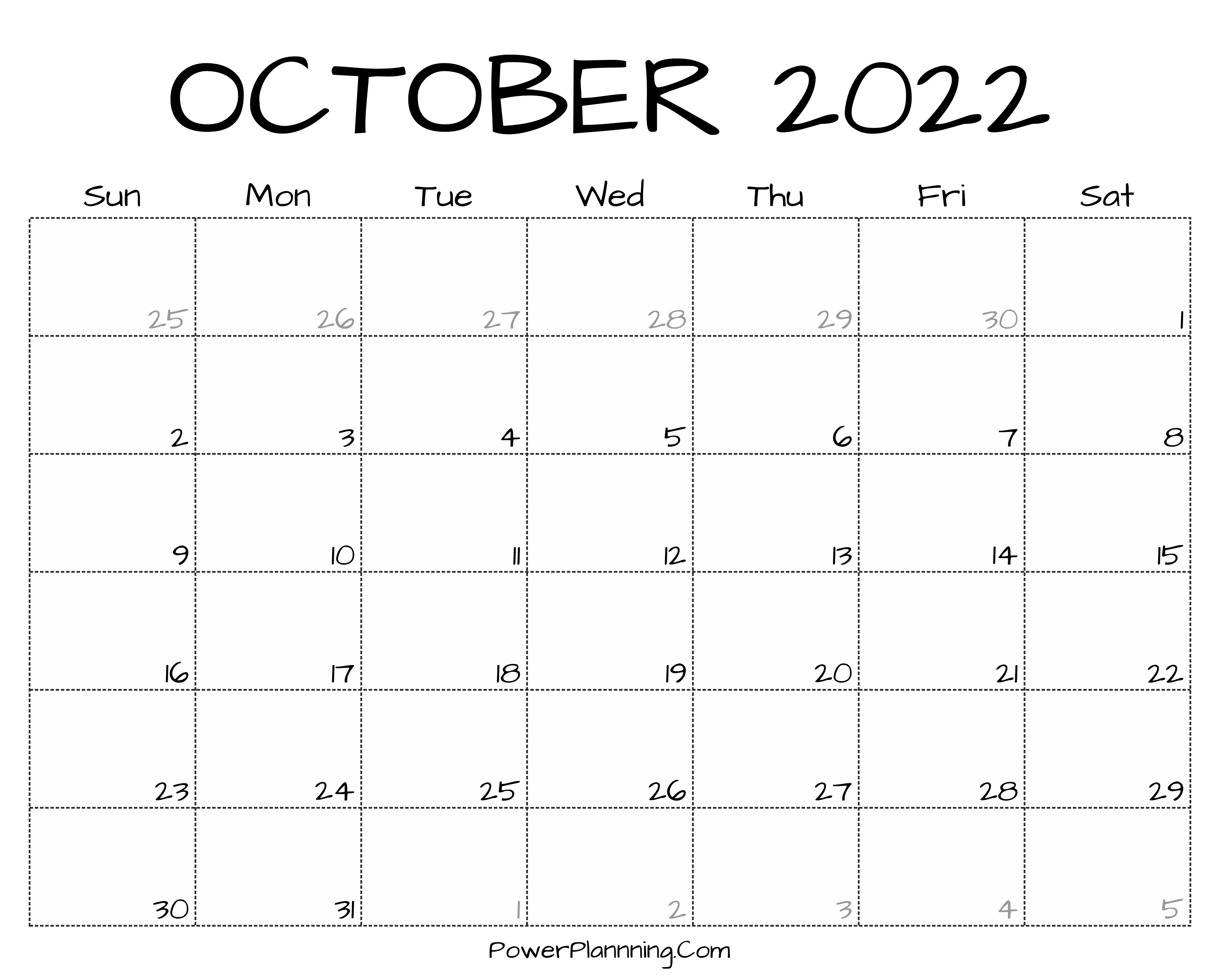 Printable October 2022 Calendar