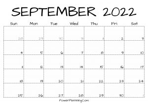 Printable September 2022 Calendar