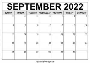 September 2022 Calendar