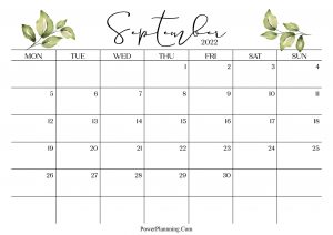 September 2022 Cute Calendar