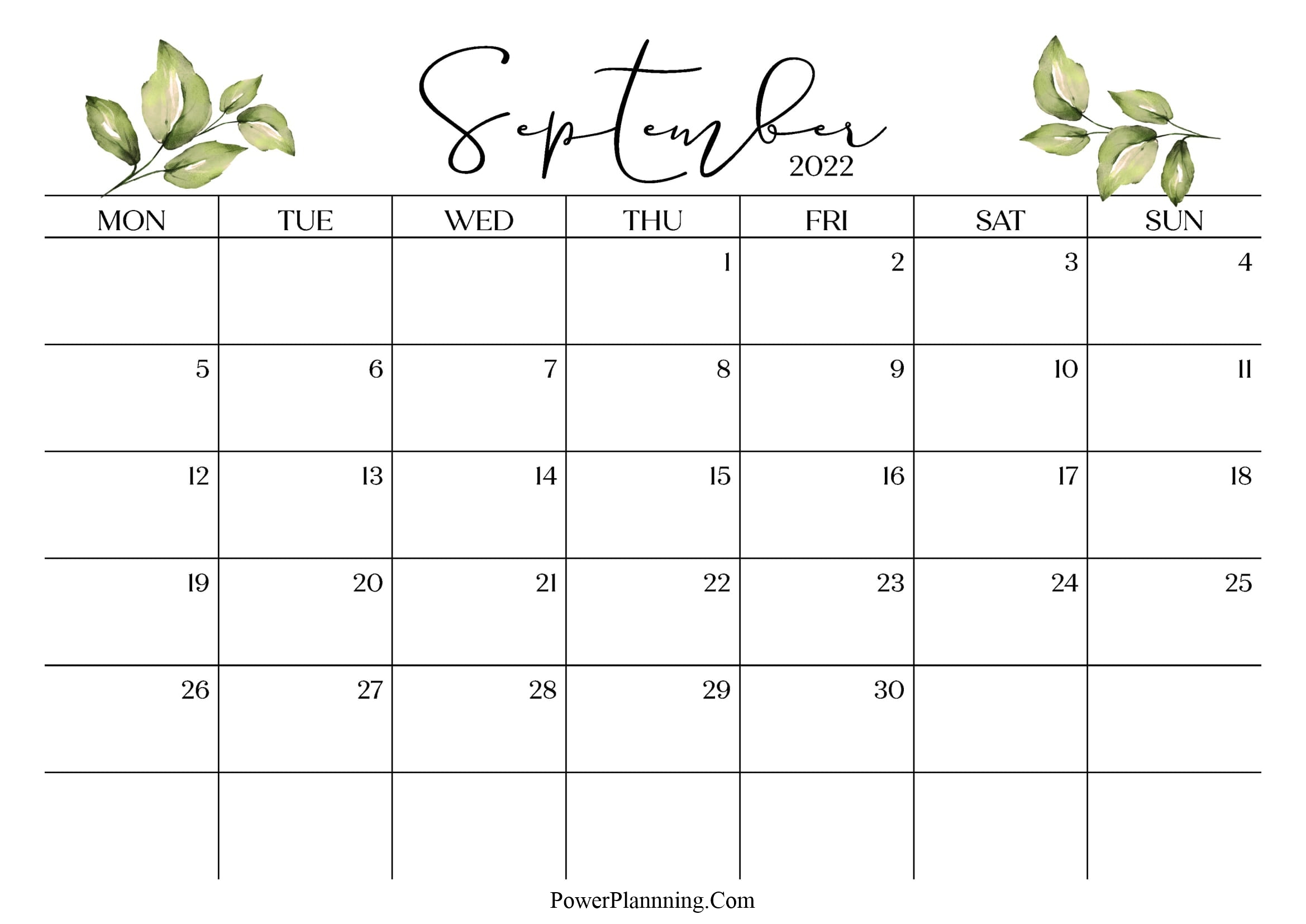 September 2022 Cute Calendar