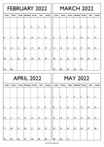 February March April May 2022 Calendar