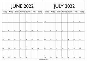 June and July Calendar 2022