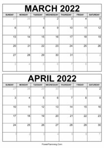 March April 2022 Calendar