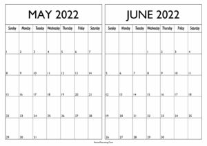 May and June Calendar 2022