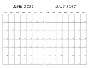 Printable June July 2022 Calendar