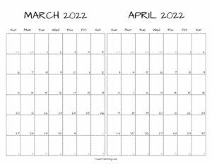 Printable March April 2022 Calendar