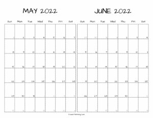 Printable May June 2022 Calendar